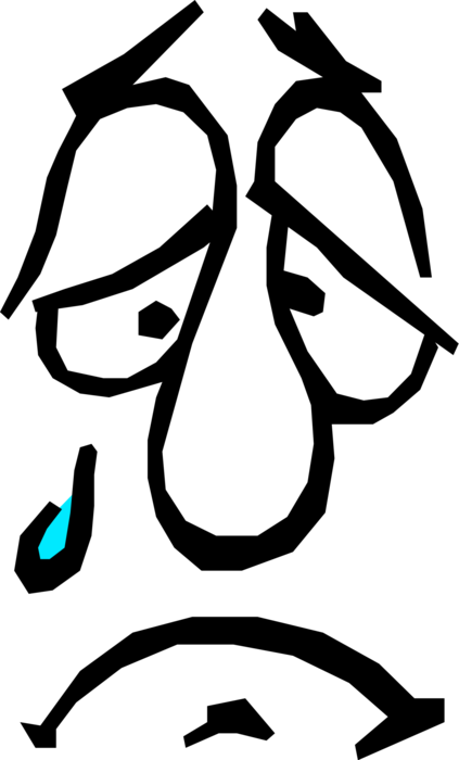 Vector Illustration of Sad Man's Facial Expression with Frown and Tears