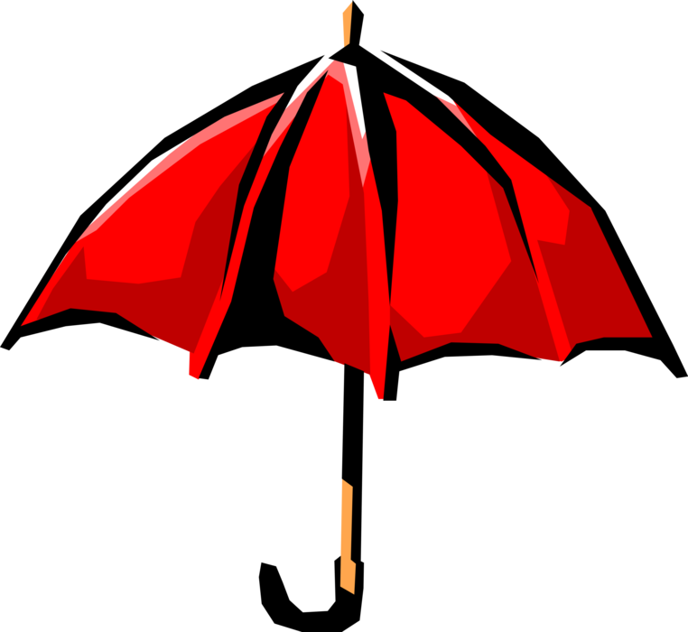 Vector Illustration of Umbrella or Parasol Provides Protection from Inclement Weather Rain or Bright Sunlight