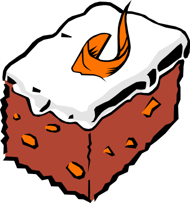 Vector Illustration of Garden Vegetable Sweet Carrot Cake with White Frosting