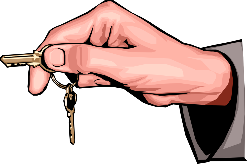 Vector Illustration of Hand Holding Security Keys That Open Padlock Lock