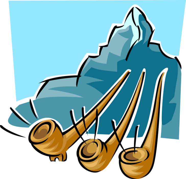 Vector Illustration of Alphorn or Alpenhorn Alpine Horn used by Mountain Dwellers in Switzerland