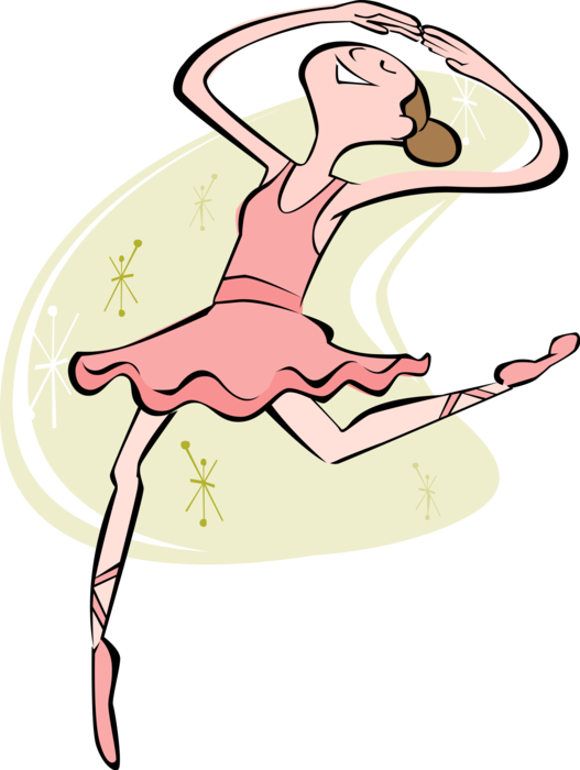 Vector Illustration of Ballet Ballerina Dancer Dancing Gracefully in Performance