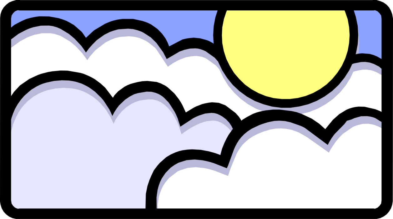 Vector Illustration of Weather Forecast Sun and Clouds