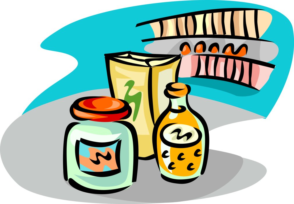 Vector Illustration of Grocery Store Commodity Food Items