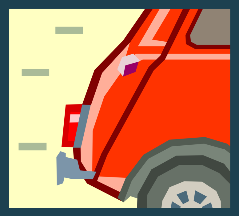 Vector Illustration of Tail End of Mini Car Automobile Motor Vehicle