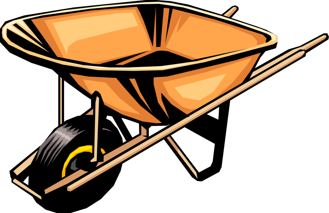 Vector Illustration of Hand-Propelled Wheelbarrow for Carrying Loads