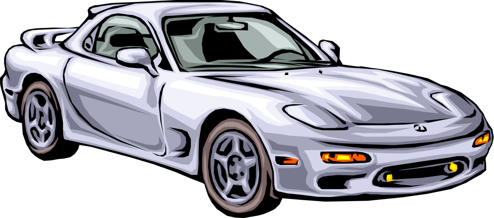 Vector Illustration of Mazda Rx 7 Sports Car Automobile Motor Vehicle 