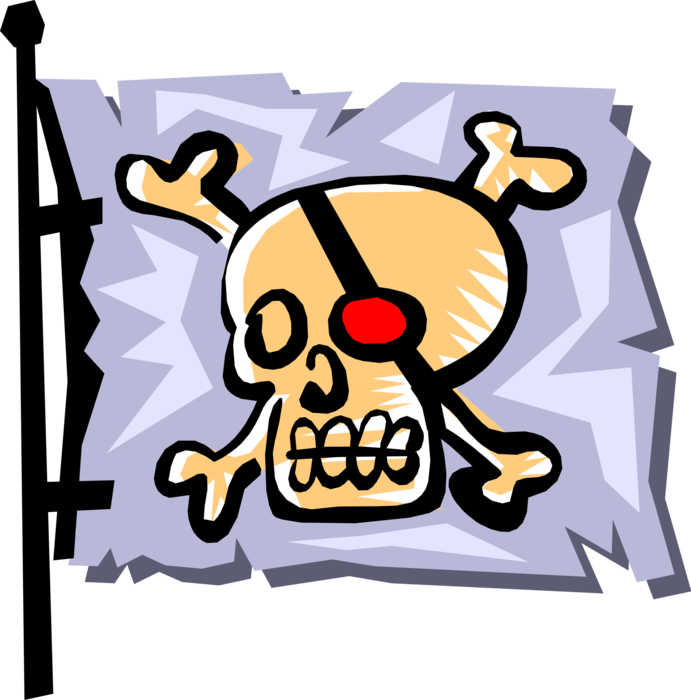 Vector Illustration of Buccaneer Pirate Skull and Crossbones Flag