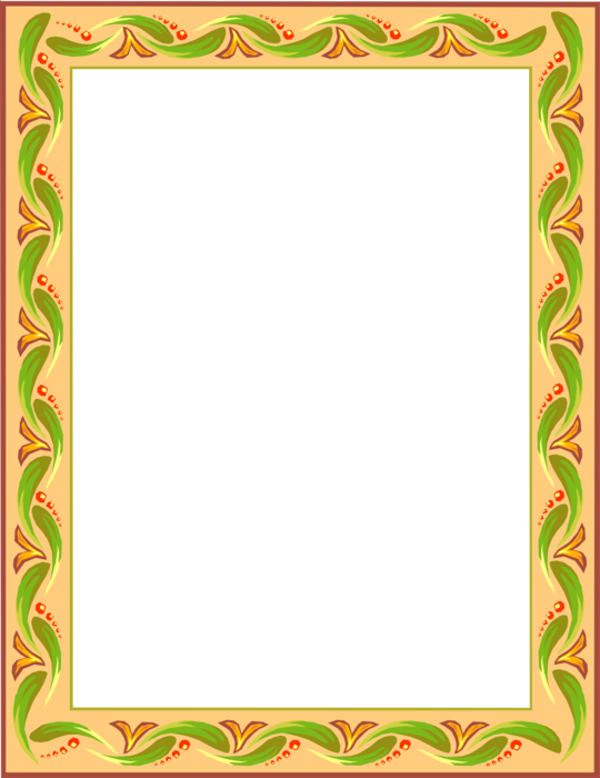 Vector Illustration of Green Leaves with Red Berries Border Frame