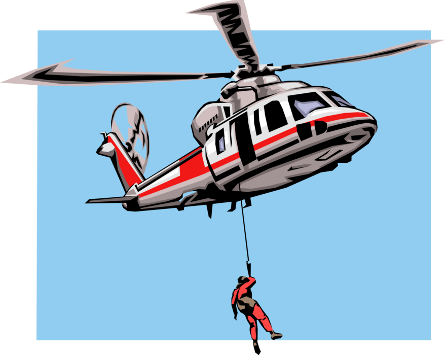 Vector Illustration of Search and Rescue Helicopter Rotorcraft 
