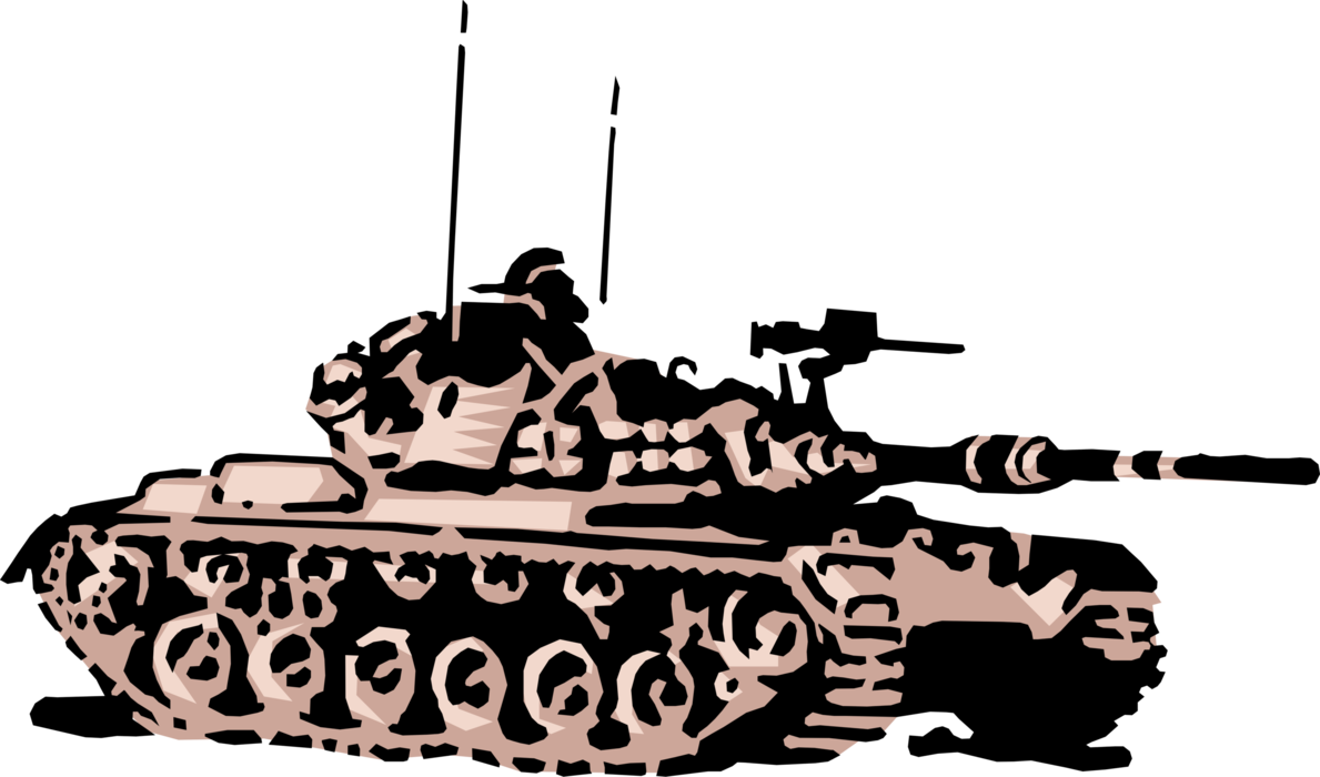 Vector Illustration of Military Tank Rolls onto Battlefield