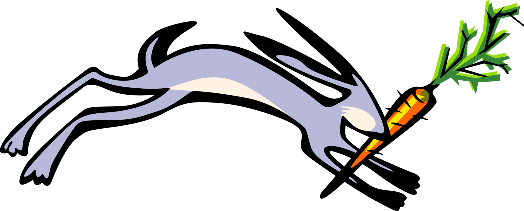 Vector Illustration of Small Mammal Rabbit Running with Carrot