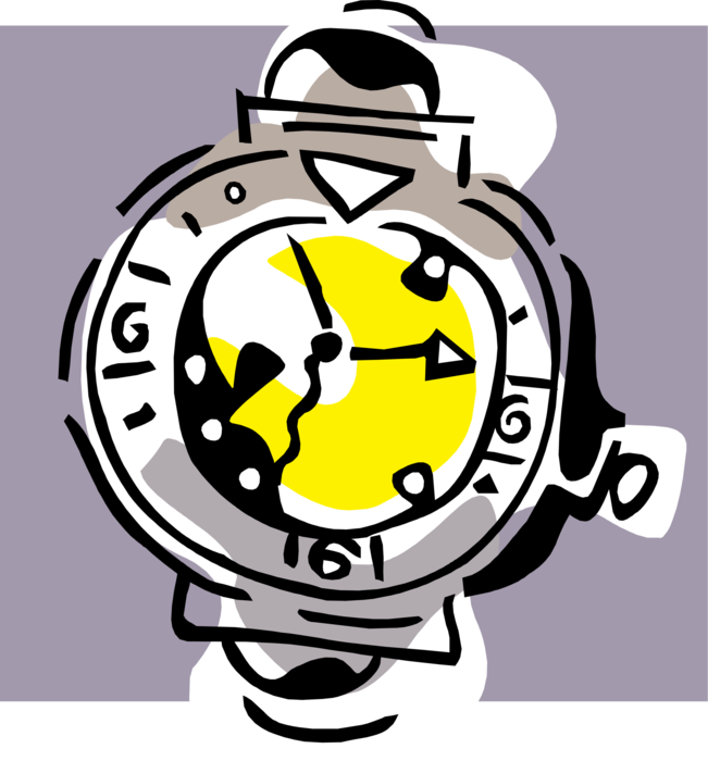 Vector Illustration of Wristwatch Timepiece Watch Keeps Time