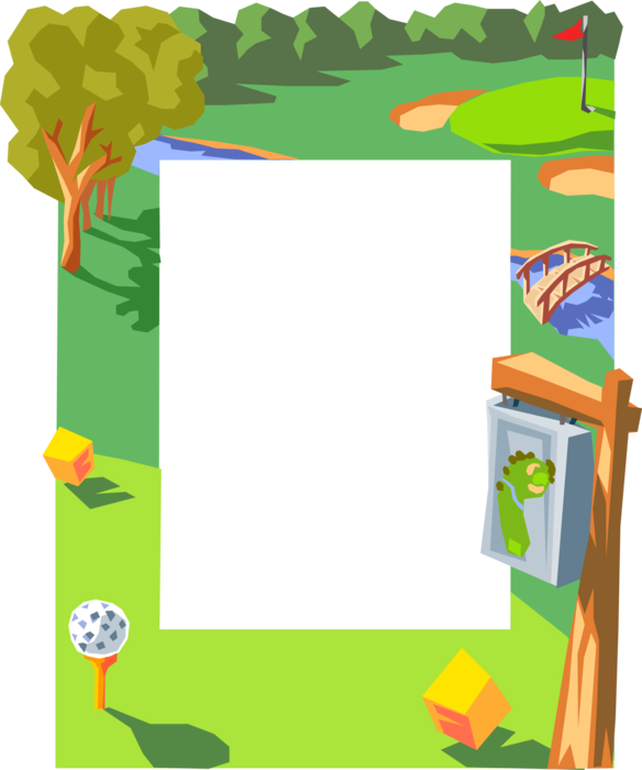 Vector Illustration of Golf Course Frame Border