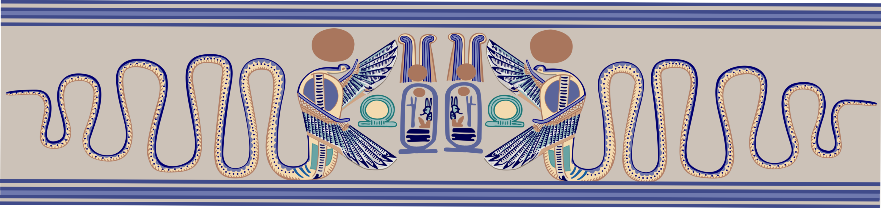 Vector Illustration of Ancient Egyptian Winged Symbol Border