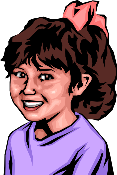 Vector Illustration of Young Girl Smiles