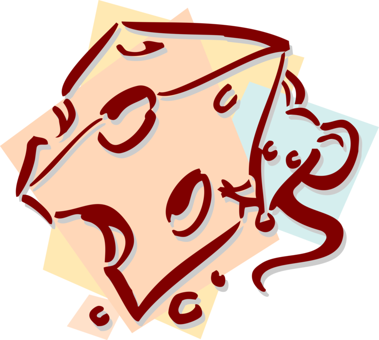 Vector Illustration of Rodent Mouse with Swiss Cheese