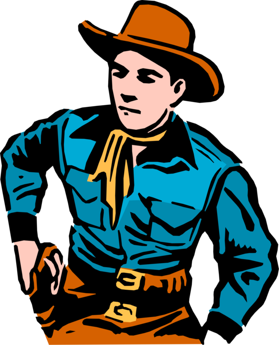 Vector Illustration of Old West Cowboy Reaching for His Gun