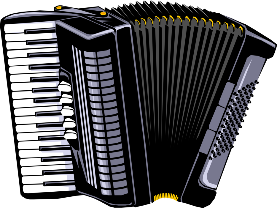 Vector Illustration of Accordion Bellows-Driven Musical Instrument