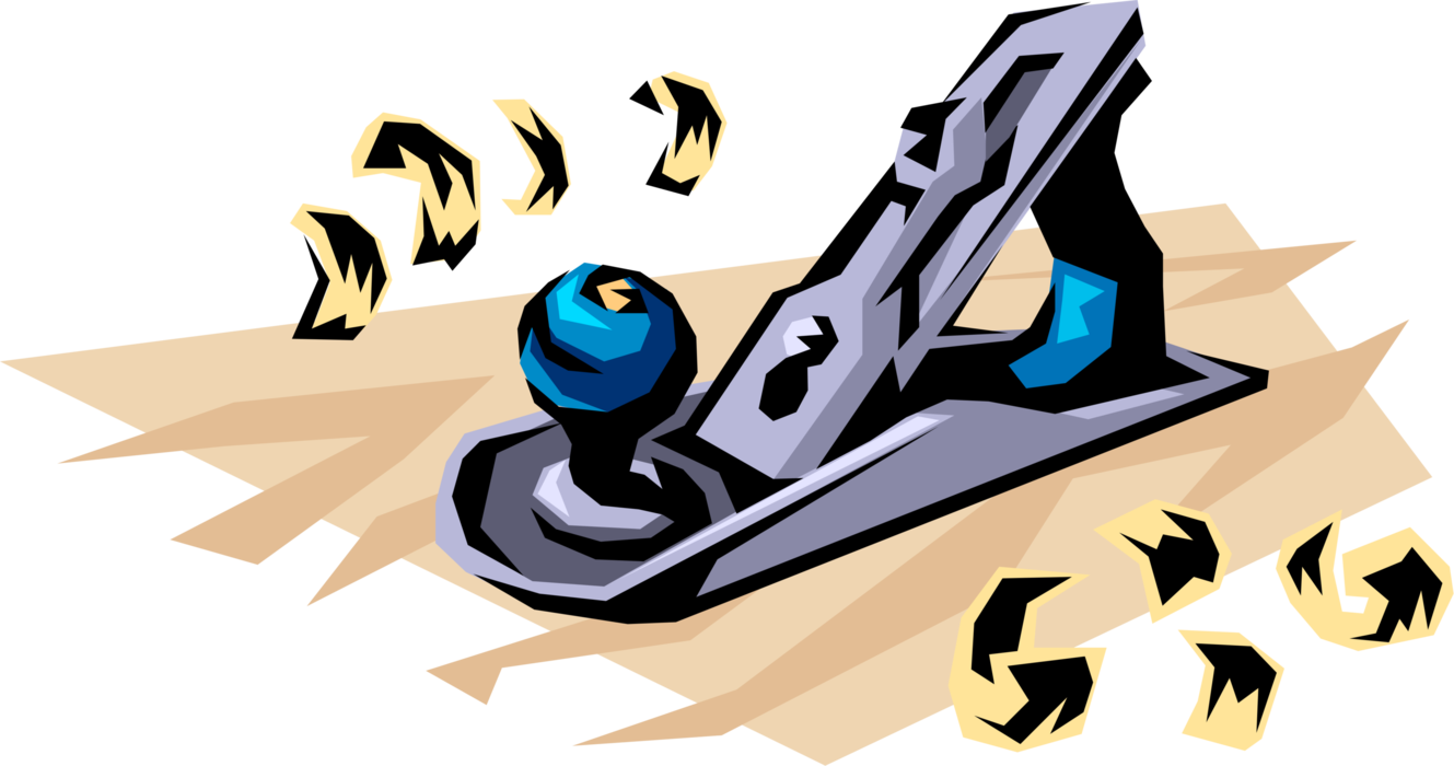 Vector Illustration of Wood Plane Carpentry Tool for Shaping Wood