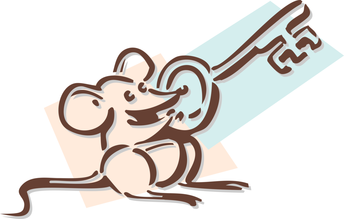 Vector Illustration of Rodent Mouse with Key