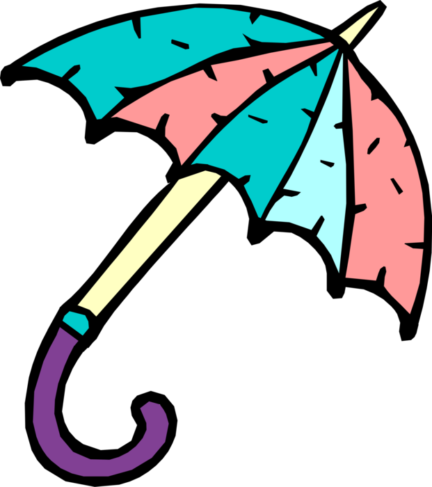 Vector Illustration of Umbrella or Parasol Provides Protection from Inclement Weather Rain or Bright Sunlight