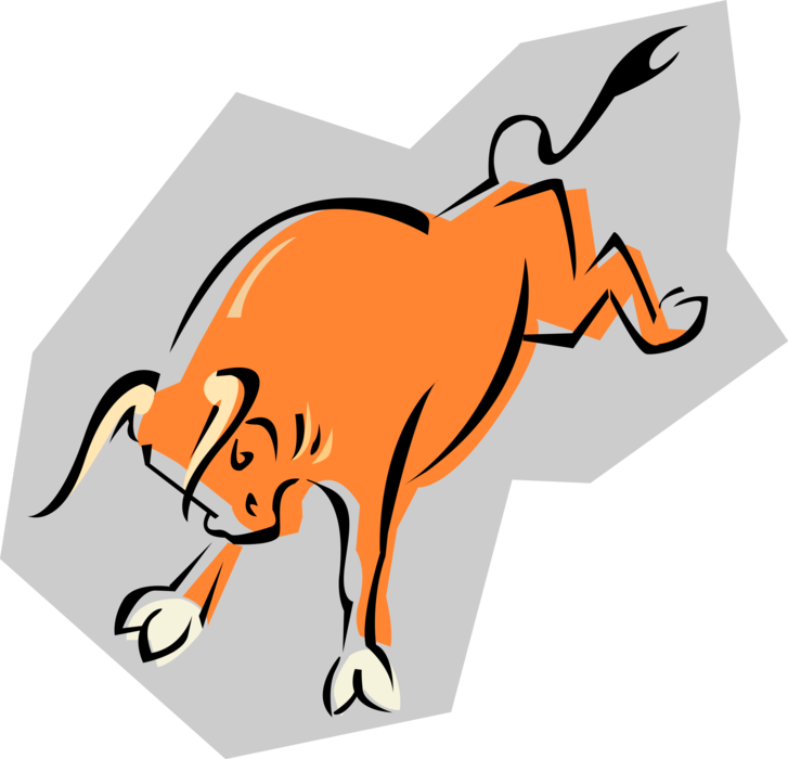 Vector Illustration of Angry Bull Kicks Its Hind Legs