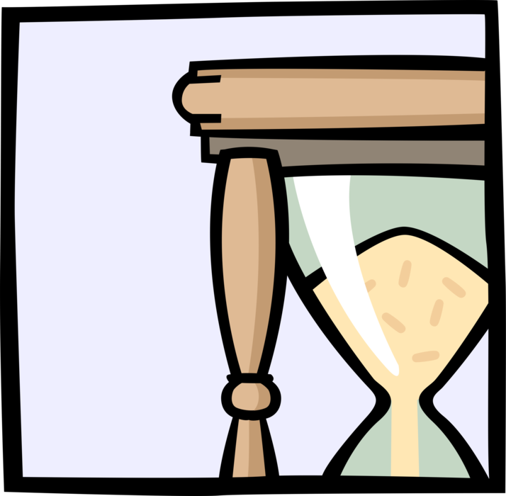 Vector Illustration of Hourglass or Sandglass, Sand Timer, or Sand Clock Measures Passage of Time