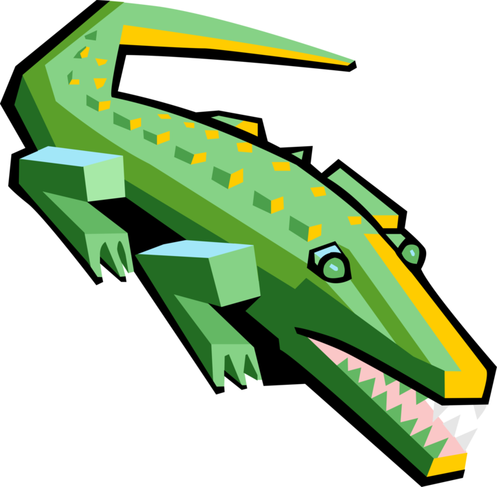 Vector Illustration of Alligator or Crocodile Tropical Aquatic Reptile