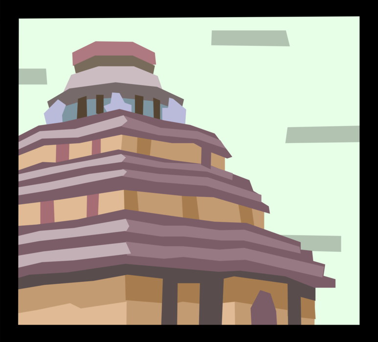 Vector Illustration of Asian Architecture Pagoda Temple