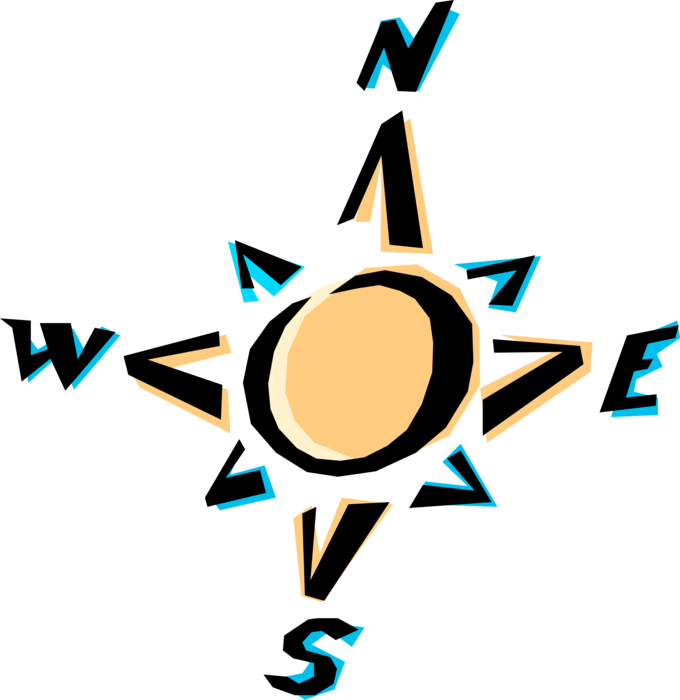 Vector Illustration of Compass Directions for Navigation