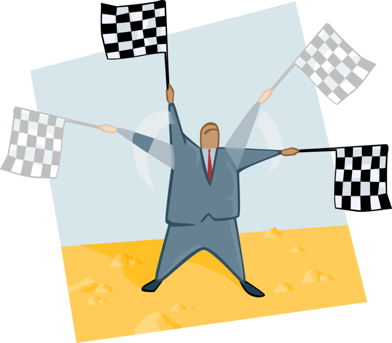 Vector Illustration of Man Waving Flags