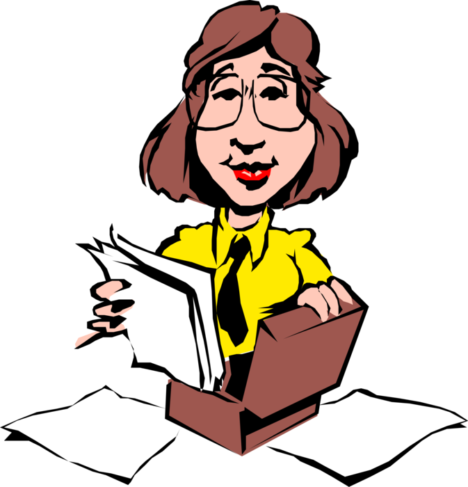 Vector Illustration of Businesswoman with Briefcase and Documents