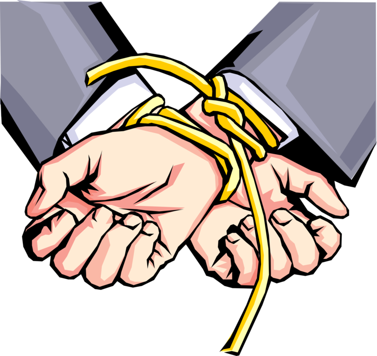 Vector Illustration of Hands Tied with Rope