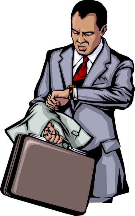 Vector Illustration of Businessman Checks His Watch for Business Meeting Appointment