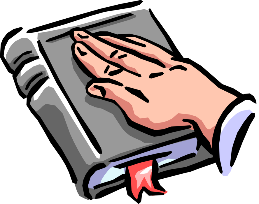 Vector Illustration of Swearing In with Hand on the Bible