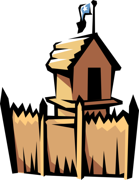 Vector Illustration of Old West Wilderness Fort Fortification