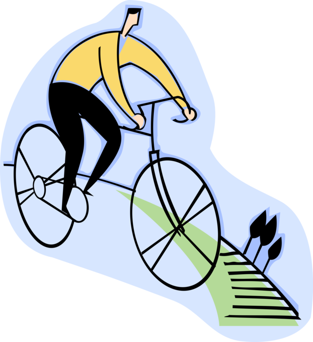 Vector Illustration of Cycling Enthusiast Rides Bicycle Enjoys Cycling in the Country