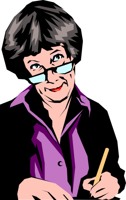 Vector Illustration of Woman Writes with Pen Writing Instrument