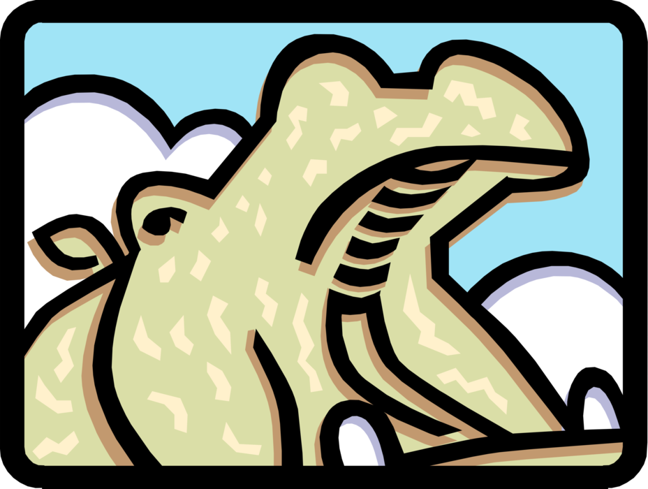 Vector Illustration of Hippopotamus Opens Its Mouth Wide