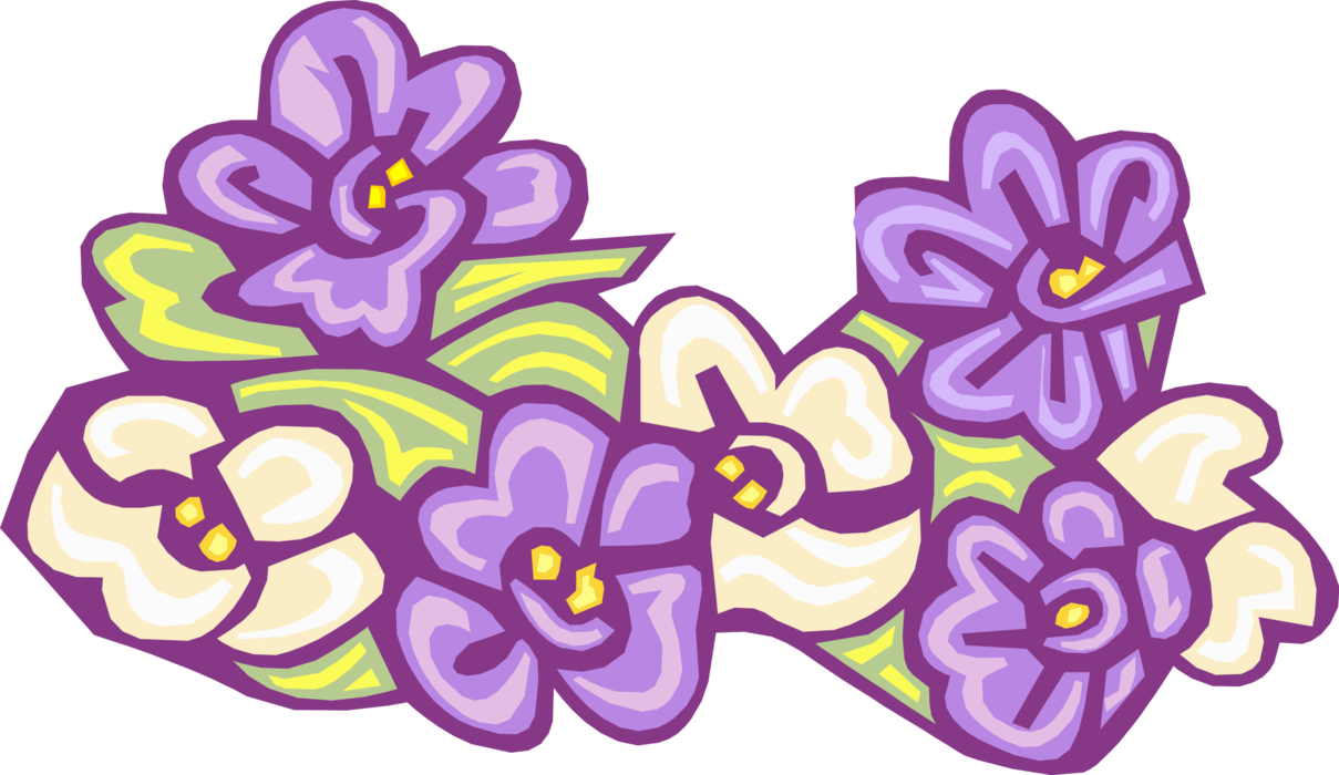 Vector Illustration of Purple Flowers in Garden