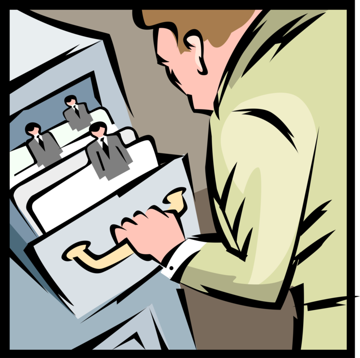 Vector Illustration of Human Resources Personnel Files in Filing Cabinet