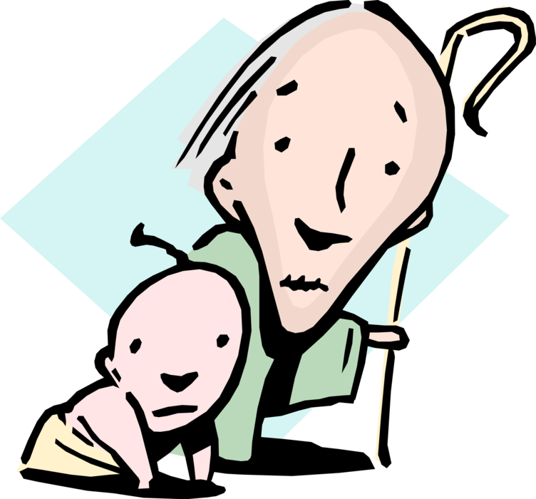 Vector Illustration of Year in and Year Out Baby and Old Man Idiom