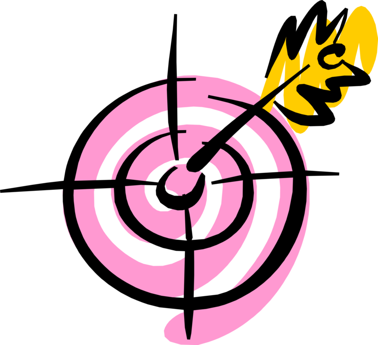 Vector Illustration of Bullseye or Bull's-Eye Target with Arrow