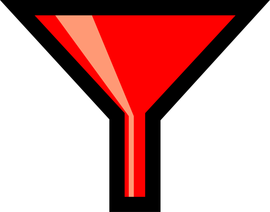 Vector Illustration of Kitchen Funnel Channels Liquid Through Small Opening