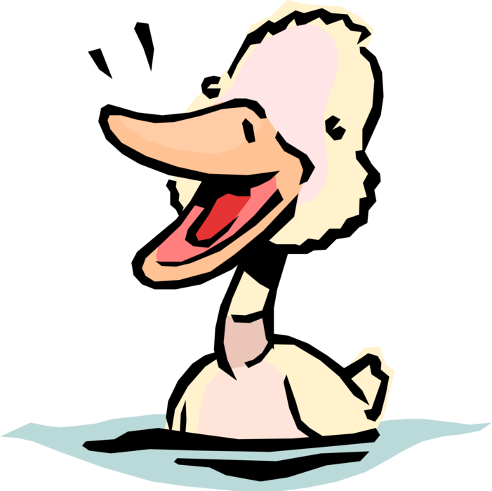 Vector Illustration of Cartoon Expressive Yellow Duck 