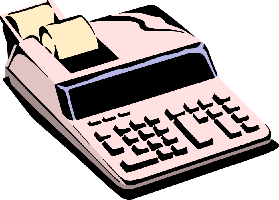 Vector Illustration of Electronic Calculator Portable Device Performs Basic Operations of Mathematics