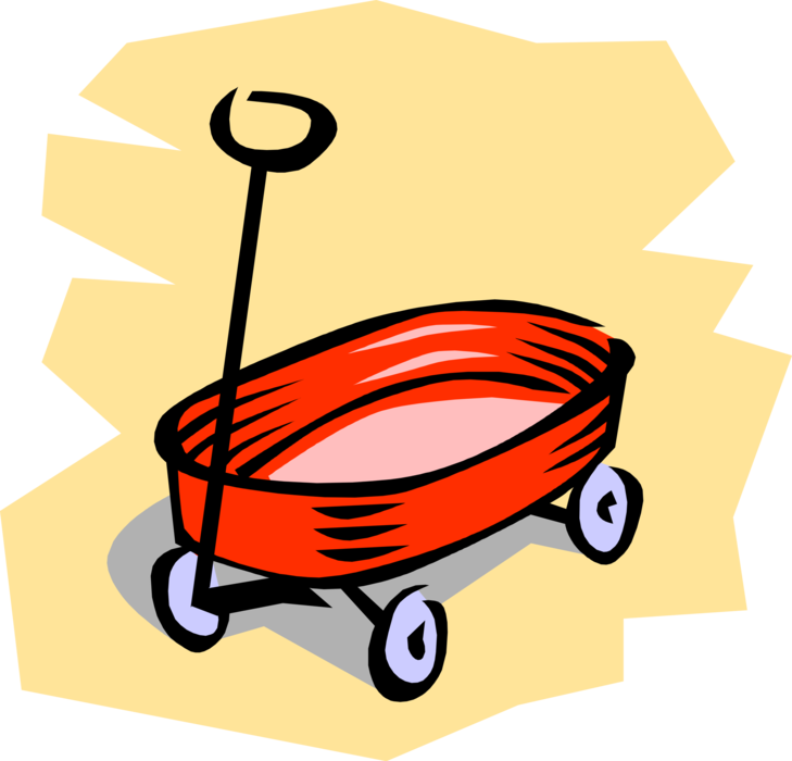 Vector Illustration of Child's Red Wagon Pull Toy