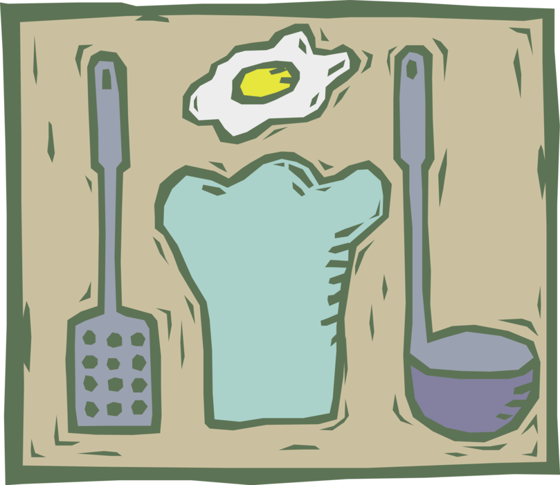 Vector Illustration of Restaurant Short Order Chef Kitchen Cooking Tools
