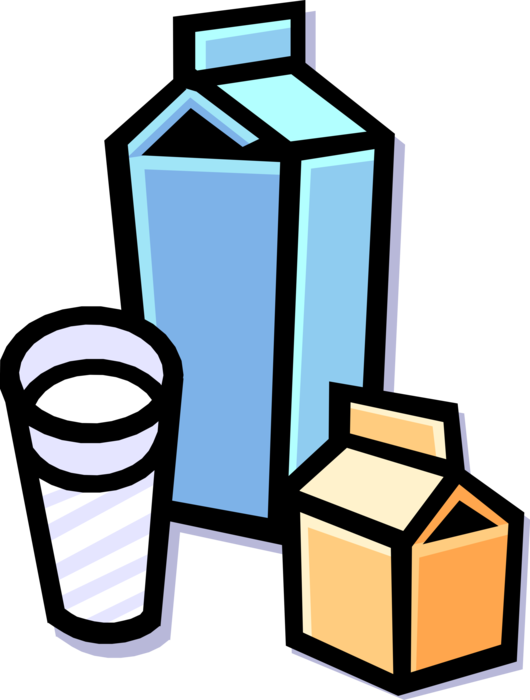 Vector Illustration of Dairy Products, Milk, Cream